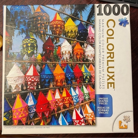 ColorLuxe 1000 piece jigsaw puzzle Colorful Cloth Lamps made in USA - Picture 1 of 6